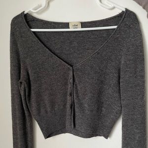 Wilfred Santorini Cropped Cardigan in Charcoal Grey - discontinued colour